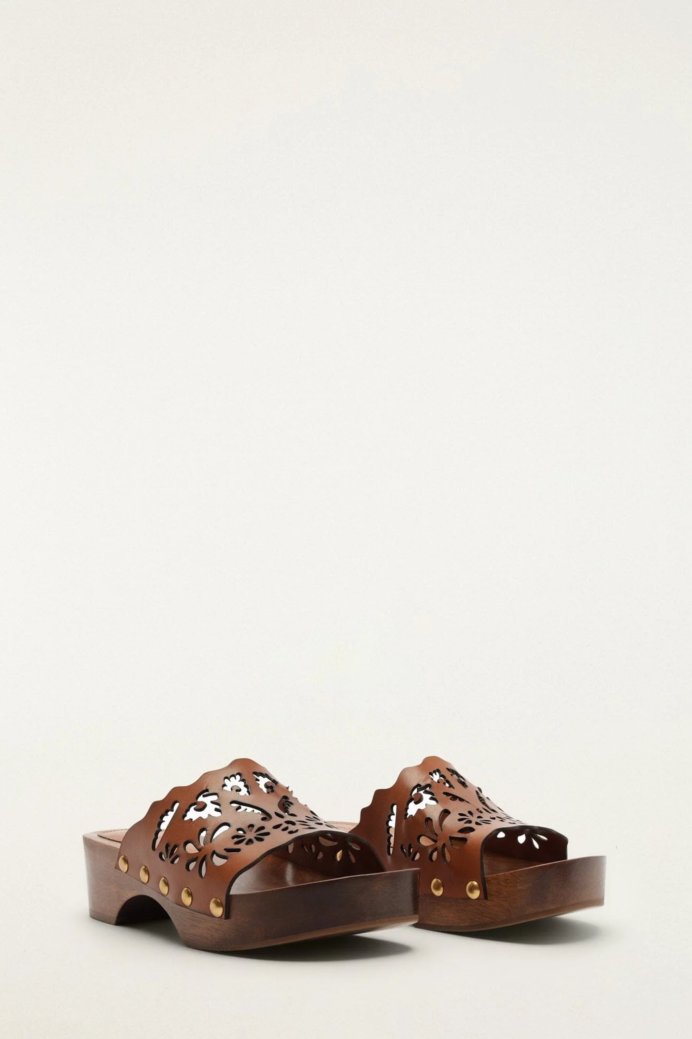 Brown Lace Leather Clog