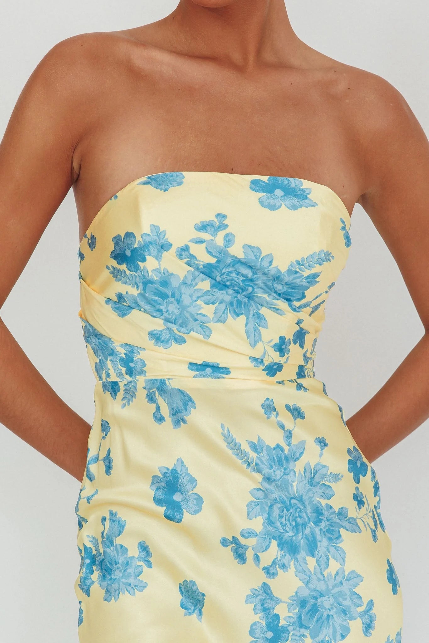 City Of Stars Strapless Maxi Dress Floral Yellow
