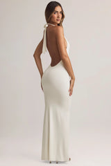 Modal Halterneck Maxi Dress in White