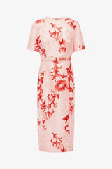 Elizabeth Jacquard Short Sleeve Midi Dress  - Magnolia Print