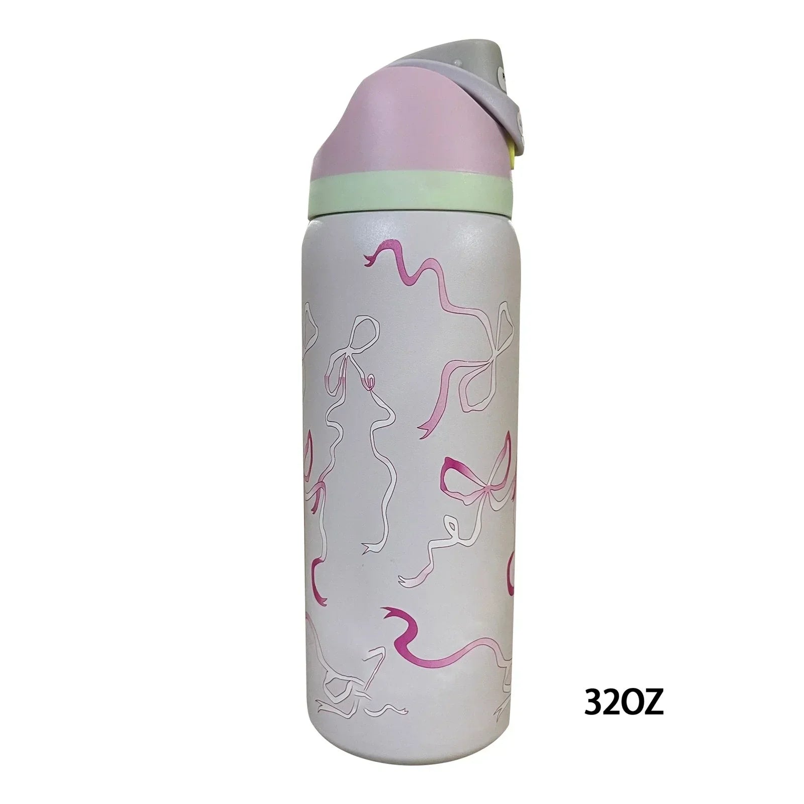 Owala Special Edition 32oz Stainless Steel FreeSip Water Bottle with Pink Ties and Bows